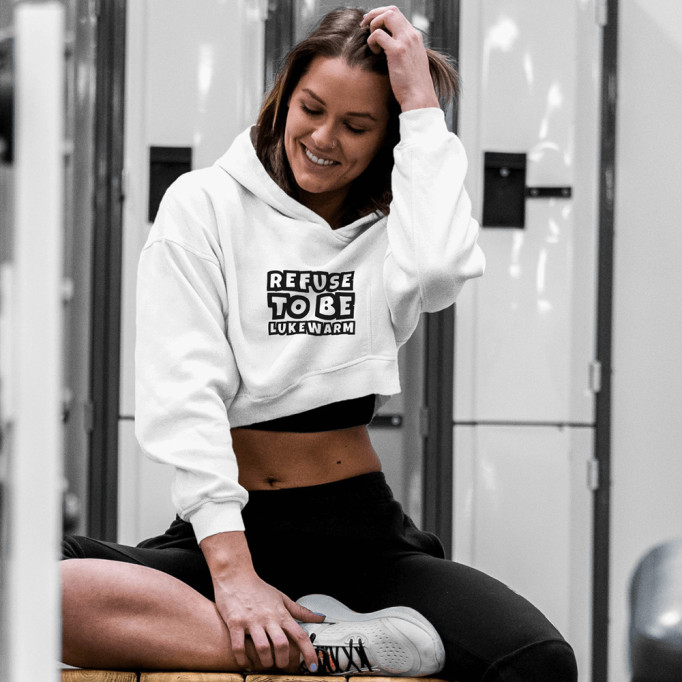 Refused to be Lukewarm | Cropped Hoodie (White)